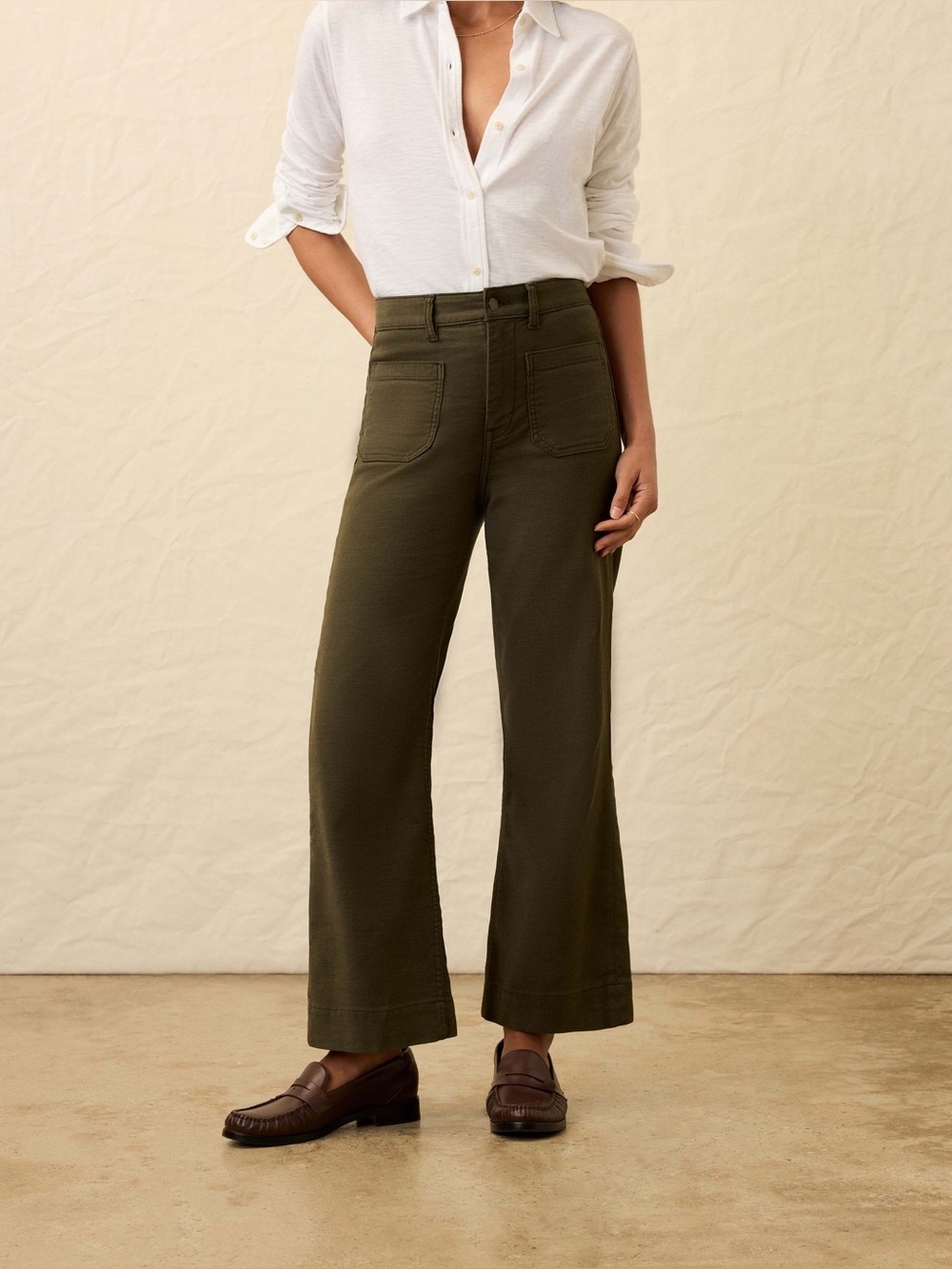 Faherty Stretch Terry Patch Pocket Ankle Pant - Forest Olive Size 24